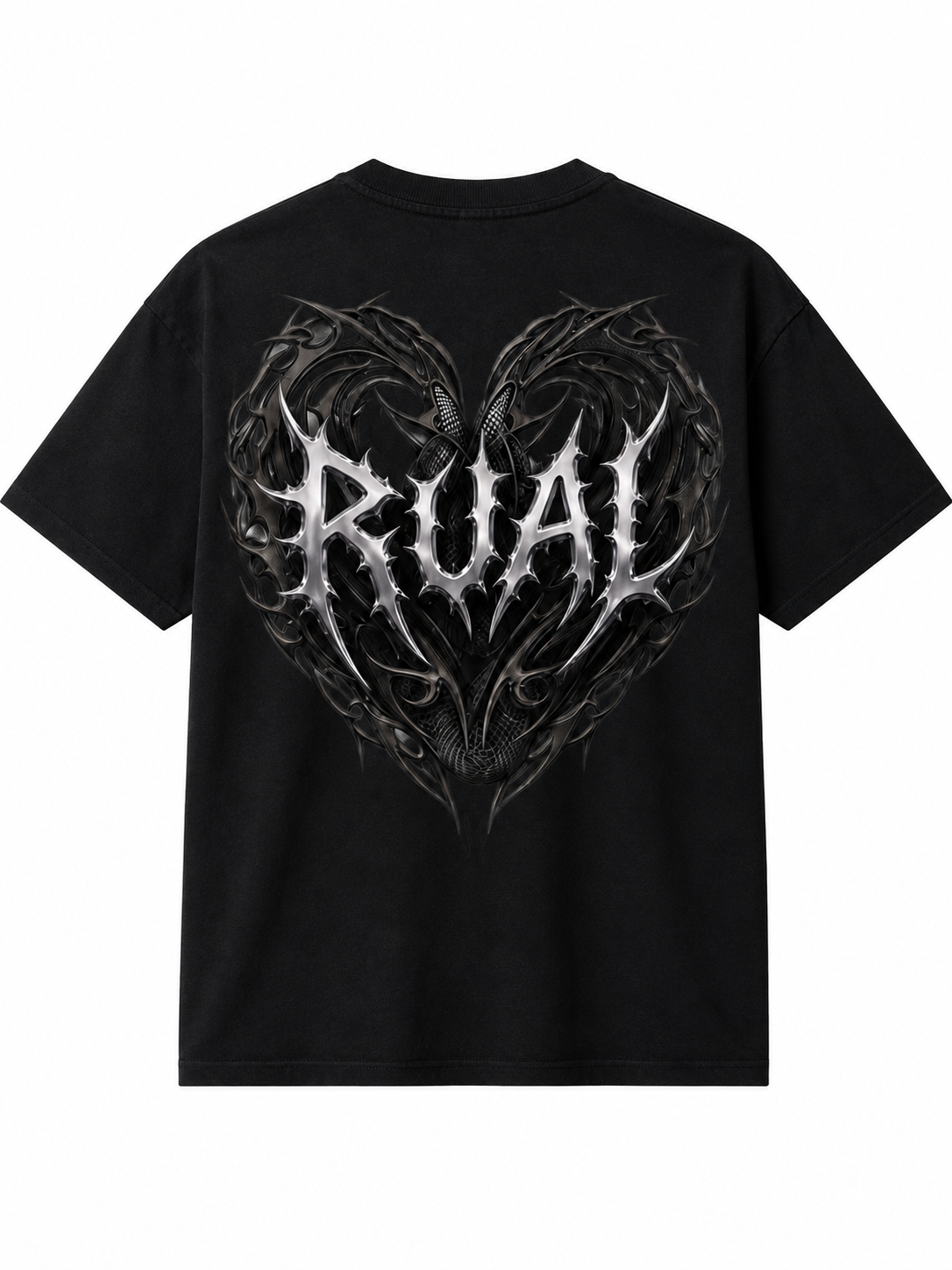 Oversized Zwart Rave Hart T-shirt